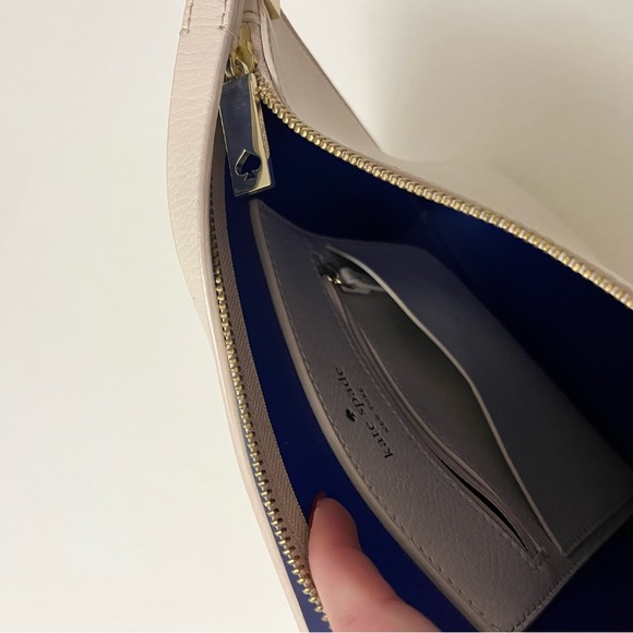 Kate Spade Beige/Cream Crossbody Leather Purse with Blue Accents - Picture 6 of 6